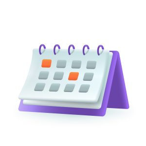 Desk calendar with marked dates 3d cartoon style icon 1